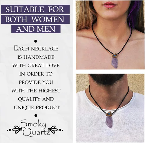 Miniatura 4 de SMOKY QUARTZ Pendant Chakra Necklace with Genuine Healing Crystal Stone, Crystals Jewelry for Women and Men, Girls, Boys, Handmade with Love