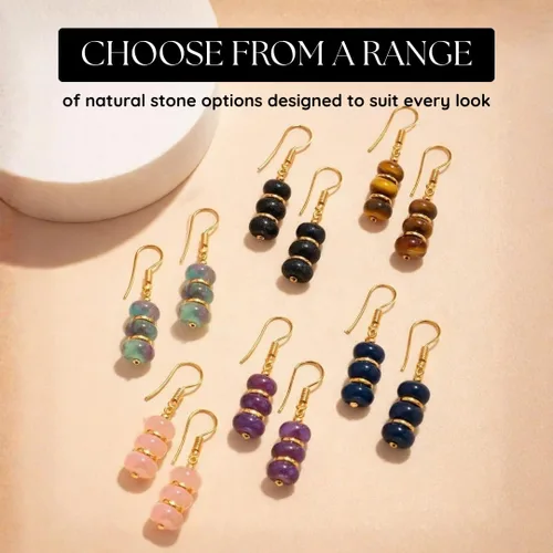Miniatura 9 de Gempires - Aretes ligeros con cuentas hechas a mano, hipoalergénicos, chapados en oro, aretes colgantes para mujer