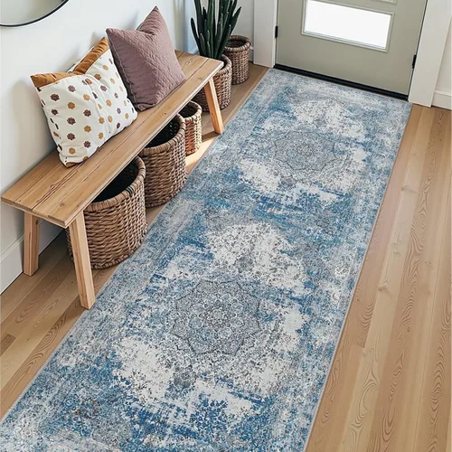 Miniatura 39 de jinchan Alfombra floral primaveral de 2 x 3 pies para entrada, alfombra desgastada lavable, de pelo corto, suave, pequeña, antideslizante, tapete
