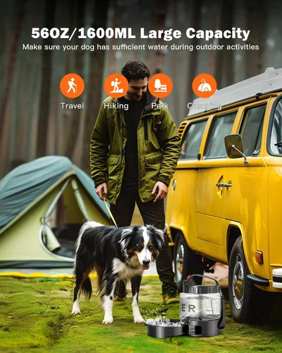 Miniatura 2 de Botella de agua para perros, tazón de viaje grande de 56 onzas para perros, dispensador de cuencos de agua portátiles para camping, artículos
