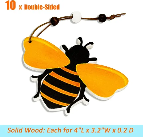 Miniatura 5 de 10 adornos de abejorros de madera, recortes de abejorros, decoraciones para bandeja de árbol, corona, festival de Navidad, letrero de abeja