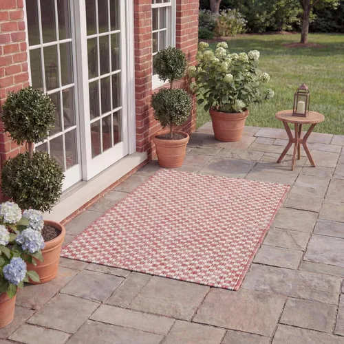 Miniatura 26 de SAFAVIEH Alfombra lavable al aire libre Courtyard Collection - 6'7" x 9'6", azul claro y gris claro, no desprende pelusa y fácil limpieza, ideal