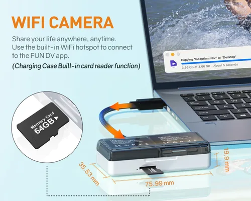 Miniatura 5 de Cámara de acción 4K60FPS con pantalla táctil, cámara subacuática impermeable de 131.2 ft con tarjeta SD de 64 G, cámara de estabilización de 6 ejes