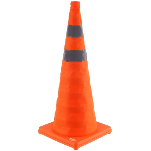 Miniatura 8 de VEVOR Conos de seguridad, paquete de 4 conos de tráfico plegables de 28 pulgadas, conos de construcción con collares reflectantes, base ancha y una