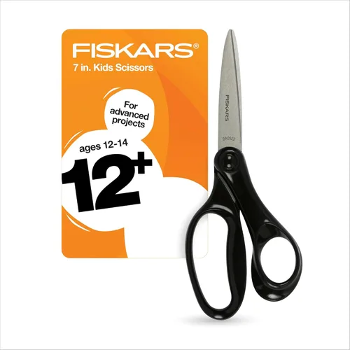 Miniatura 11 de Fiskars Tijeras para estudiantes de 7 pulgadas para niños de 12 a 14 años, tijeras para la escuela o manualidades, suministros de regreso a