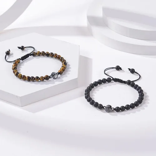 Miniatura 6 de Pulsera personalizada con imagen en el interior, pulsera de proyección de fotos, pulsera de cuentas de piedra de lava de piedra, regalos