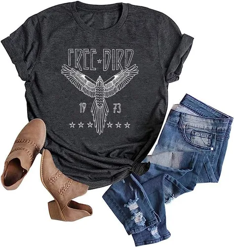 Camiseta vintage de banda de rock para mujer, camisa retro de pájaro, camisetas gráficas de águila, camisa de música retro, camisetas casuales de