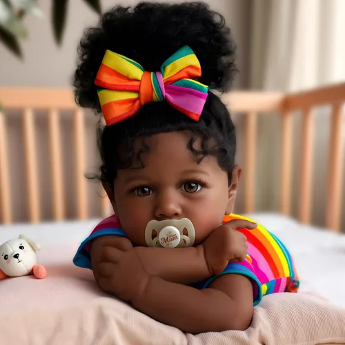 JIZHI Muñecas Bebé Reborn Negras - Cuerpo Suave Realista Afroamericana Muñeca de Niña Recién Nacida de 20 Pulgadas Mejor Set de Regalo de Cumpleaños