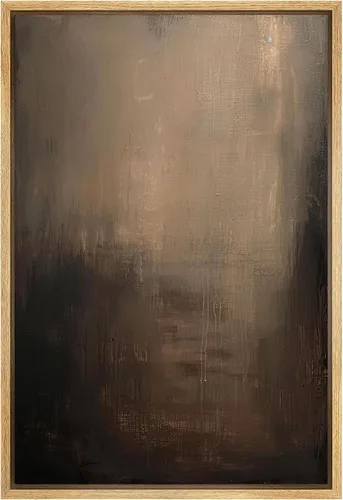 Miniatura 20 de SIGNFORD - Lienzo enmarcado para pared, arte de pintura grunge duotono blanco bronceado, trazos abstractos, formas ilustradas, arte moderno
