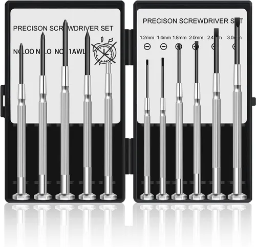 Juego de destornilladores de precisión de 11 piezas, pequeño juego de destornilladores, mini kit de destornilladores con cabezas ranuradas y
