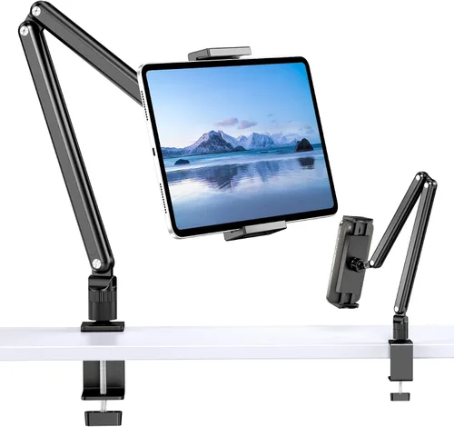 Miniatura 7 de CreaDream Soporte para tablet iPad, soporte de aluminio para tablet con base resistente para escritorio, ángulo totalmente ajustable, compatible