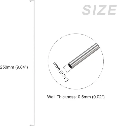 Miniatura 2 de METALLIXITY Tubo de acero inoxidable 316 (0.315 in de diámetro x 0.020 in de pared T x 9.843 in de largo), tubo recto - para muebles del hogar