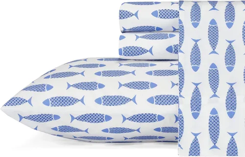 Miniatura 14 de Nautica - Sábanas tamaño King, juego de ropa de cama de percal de algodón, decoración casual para el hogar (Buoy Line Grey, King)