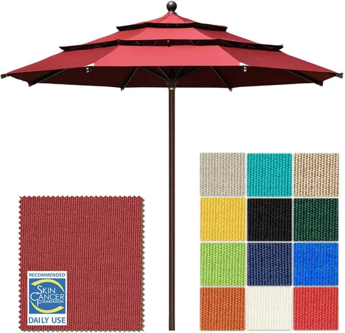 Miniatura 59 de EliteShade USA Sombrilla de Mercado de 10 Años Sin Decoloración de 9 Pies 3 Niveles Sombrilla de Patio Sombrilla de Mesa para Exteriores con Beige
