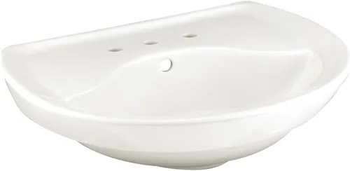 American Standard 0268.008.020 Ravenna - Lavabo de pedestal con espacio para grifo de 8 pulgadas y sin barra de toallero, color blanco (0268008.020)