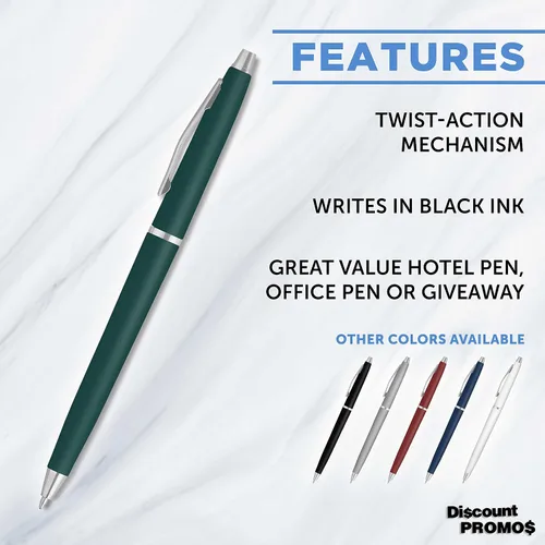 Miniatura 2 de DISCOUNT PROMOS Langham - Juego de 10 bolígrafos a granel, tinta negra, ideal para oficina, escuela, negocios, ferias comerciales, color verde