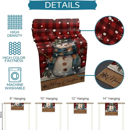 Miniatura 7 de Christmas, Cotton Linen Long Table Runner 13 x 108 inch Non-slip Rectangular Kitchen Coffee Dining Table Decor for Wedding Party Holiday Dinner
