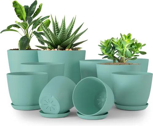 Miniatura 29 de Utopia Home - Macetas de Interior con Drenaje - Macetas de Flores de 7/6.6/6/5.3/4.8 Pulgadas para Plantas de Interior - Juego de 5 Macetas