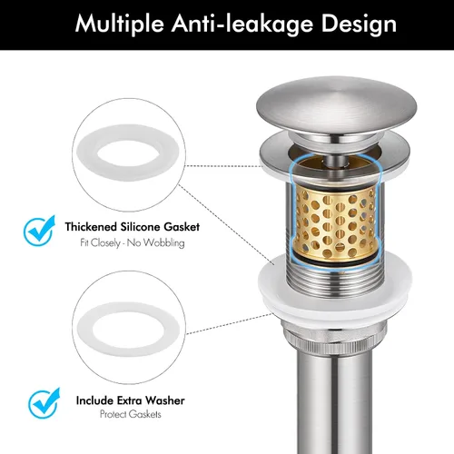 Miniatura 6 de KES S2018A-BN - Drenaje para lavabo de baño con desbordamiento, desagüe desplegable para tocador de baño, colador desmontable, níquel cepillado