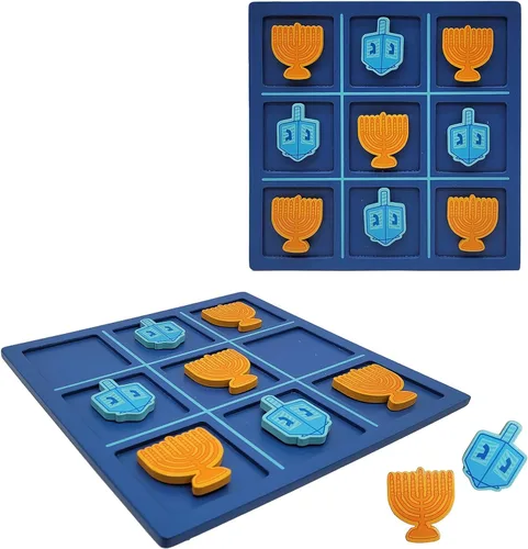 Miniatura 3 de The Dreidel Company Paquete de 3 juegos Hanukkah Tic-Tac-Toe de 8 x 8 pulgadas, eventos de fiesta de juego de mesa Jewih, cumpleaños, premios