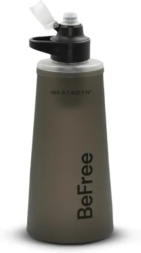 Katadyn BeFree - Botella de filtro de agua plegable ultraligera de 1.0L para senderismo, camping, mochilero negro (New Model - Black)