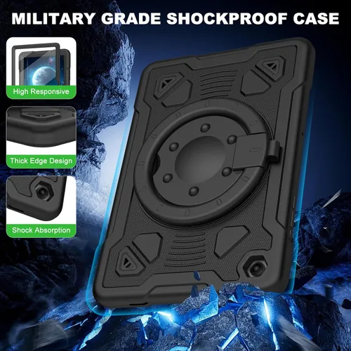 Miniatura 4 de Funda para Samsung Galaxy Tab A9+/ A9 Plus de 11 pulgadas 2023 con protector de pantalla con soporte giratorio de 360°, correa para el hombro, funda