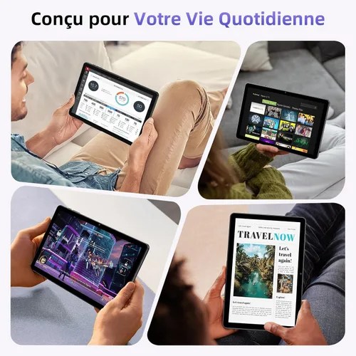 Miniatura 7 de Tablet de 10 pulgadas, tabletas Android 15 con funda, 18 GB de RAM + 128 GB de ROM (expandir a 1 TB), Octa-Core, pantalla táctil IPS HD de 1280 x