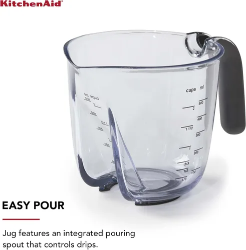 Miniatura 5 de KitchenAid Universal Easy View - Taza medidora en ángulo, tamaño mediano, transparente con mango negro