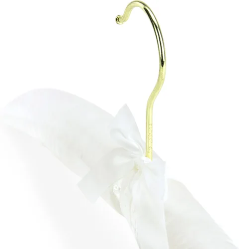 Miniatura 3 de HANGERWORLD 4 perchas acolchadas clásicas de satén marfil de 17 pulgadas para vestido de novia antideslizantes con gancho dorado