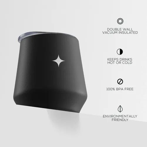 Miniatura 5 de JoyJolt Vaso de vino con triple aislamiento con tapa de 12 onzas, tapa deslizante y con pajita. Vaso de vino de acero inoxidable de doble pared al
