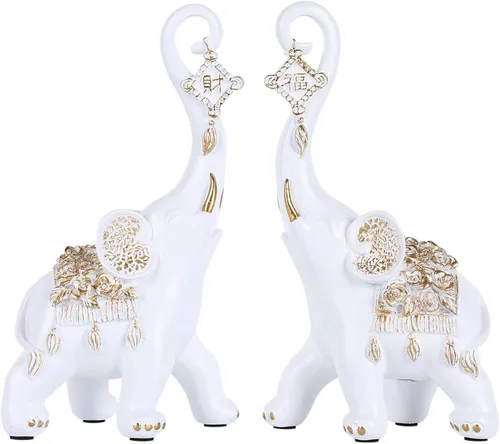 Miniatura 10 de Estatuas de elefante rojo para decoración del hogar, un par de estatuas de elefante de la suerte rojas y esculturas decorativas para la sala
