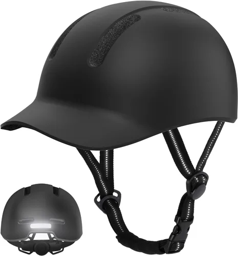 Shinmax Casco de bicicleta – Casco de ciclismo ligero ajustable estilo gorra de béisbol con visera larga, tira reflectante, para viajes urbanos,