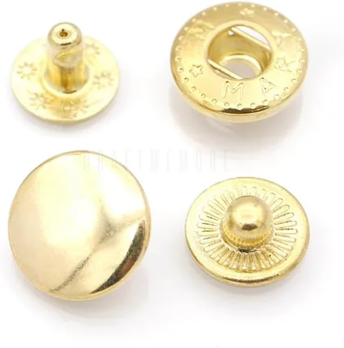 Miniatura 2 de CRAFTMEMORE 50 juegos de botones a presión chapados en oro con resorte S para cierres de bolsa de chaqueta #665 VT2 (0.39 pulgadas)