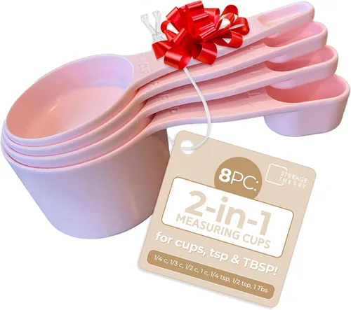 Miniatura 9 de Storage Theory Juego de tazas y cucharas medidoras 2 en 1 (4 piezas) – Aparato de cocina que ahorra espacio – Plástico de grado alimenticio sin BPA