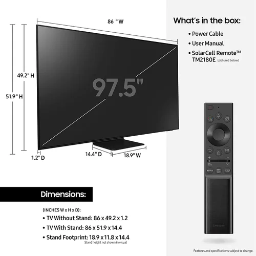 Miniatura 6 de SAMSUNG Class Neo QLED 4K UHD serie QN90A de 98 pulgadas Mini LED Quantum HDR 64x, sonido de seguimiento de objetos+, ángulo de visión ultra, Smart