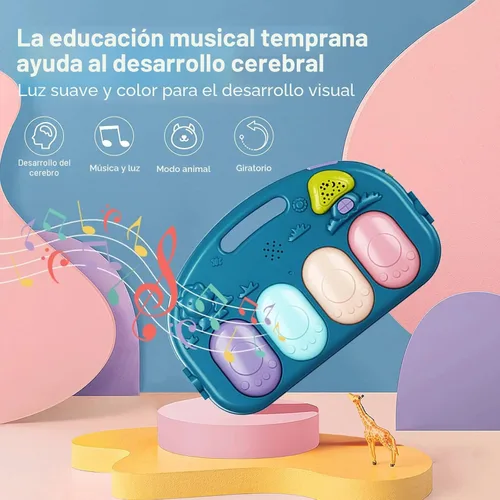 Miniatura 7 de Tapete de juego de gimnasio para bebé, luces de piano y música, juguetes para el tiempo boca abajo, para actividades musicales, visuales, auditivas
