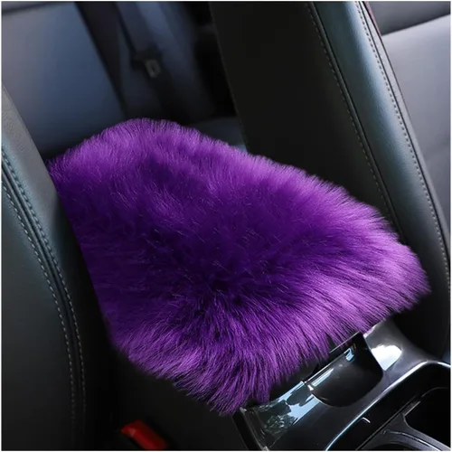 Miniatura 10 de Funda peluda para consola central de automóvil, 11.8 x 7.9 pulgadas, cojín de lana de oveja para caja de reposabrazos, cómodo y suave, protector