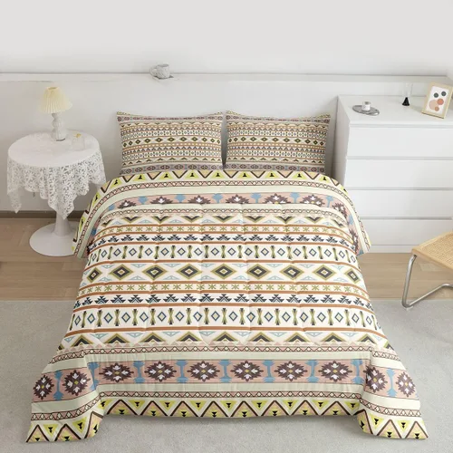 Miniatura 35 de Feelyou Juego de edredón geométrico del suroeste para niños y niñas, edredón nativo del suroeste, tamaño individual, juego de ropa de cama