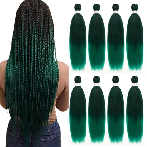 Miniatura 13 de Cabello trenzado preestirado, cabello trenzado degradado de 24 pulgadas, 6 paquetes de ajuste de agua caliente, cabello sintético Yaki profesional