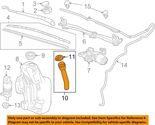 General Motors Chevrolet GM OEM 11-15 Cruze Limpiaparabrisas Lavadora-Parabrisas-Tubo de llenado de líquido 95980613