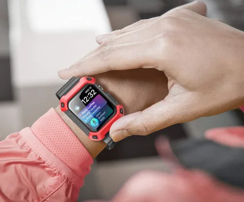 Miniatura 6 de SUPCASE Funda con correa para Apple Watch 9/8/7/6/5/4/SE de 45/44mm (Unicorn Beetle Pro), [antiarañazos] [protector de parachoques], funda Rojo