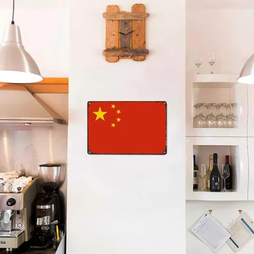 Miniatura 4 de Letrero retro de China, bandera patriótica de país, decoración de pared de metal, bandera de China, letreros de metal para el hogar, dormitorio