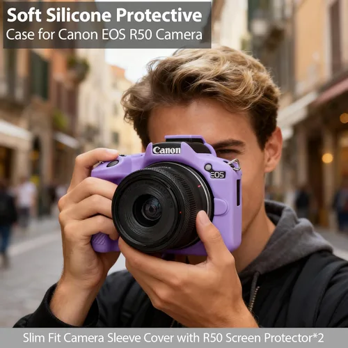 Miniatura 2 de Funda para cámara Canon EOS R50, funda protectora de silicona suave, antiarañazos, funda ajustada delgada con accesorios de protector de pantalla