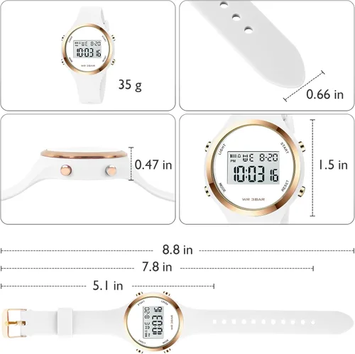Miniatura 51 de Women LED Display Elecreonic Watch Fashion Chrono Alarm Digital Clock Woman Outdoor Sport Wirstwatch