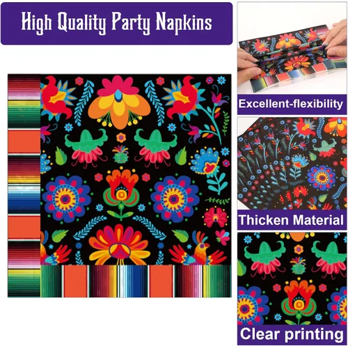 Miniatura 5 de 100 piezas de platos y servilletas para fiesta mexicana, suministros de fiesta Mayo México, vajilla mexicana, juego de vajilla, decoraciones