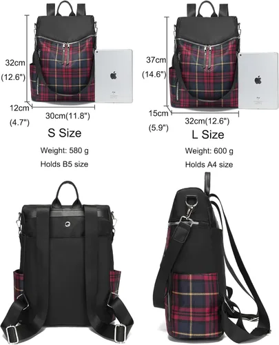 Miniatura 4 de zhongningyifeng Mochila para mujer, impermeable, ligera, a la moda, casual, de viaje, bolsa de hombro para mujer (negro, grande)