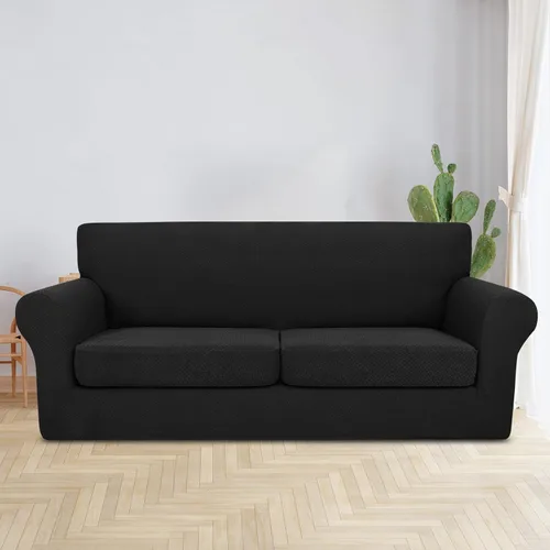 Miniatura 2 de JIVINER Fundas de sofá de 3 piezas para sofá de 2 cojines, funda elástica para sofá con 2 fundas de cojín de asiento extra grandes, fundas gruesas