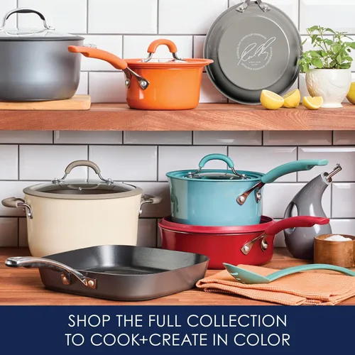 Miniatura 7 de Rachael Ray Cook + Create Sartén Antiadherente con Tapa, 3 Cuartos, Gris