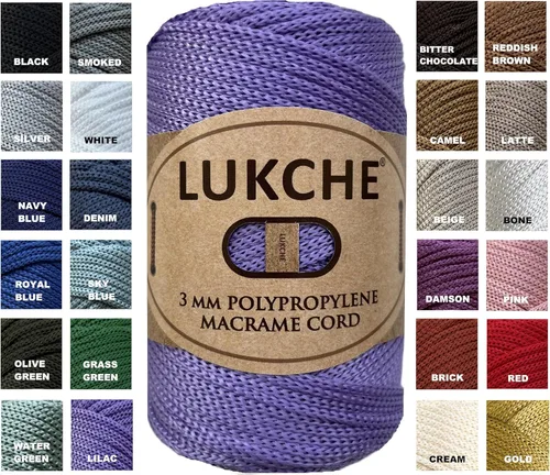 Miniatura 48 de Cordón de macramé de poliéster premium de 3 mm (134.72 metros), (250 g) 100% cuerda de macramé de polipropileno, hilo de crochet de macramé colorido