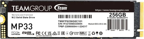 TEAMGROUP MP33 256GB con caché SLC 3D NAND TLC NVMe 1.3 PCIe Gen3x4 M.2 2280 SSD interno R/W velocidad de hasta 1600/1000 MB/s para portátil y PC de